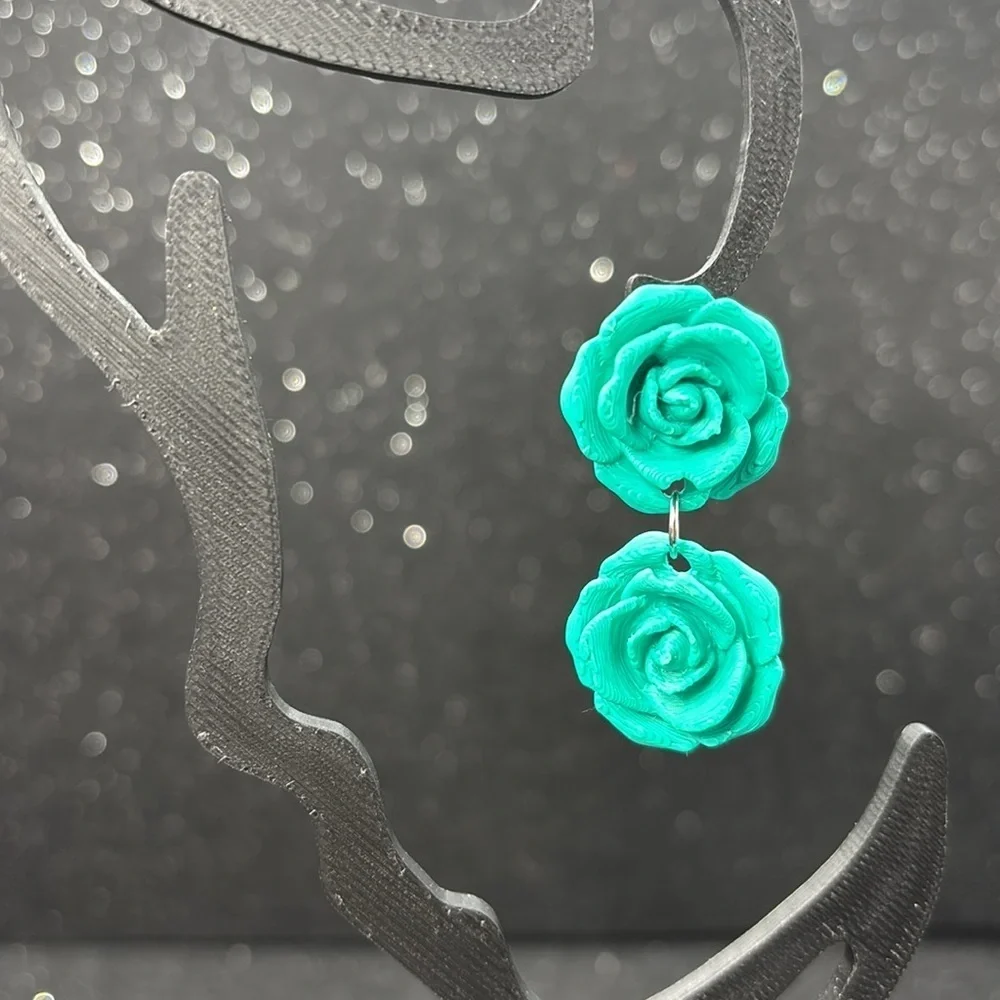 Green Floral Earrings